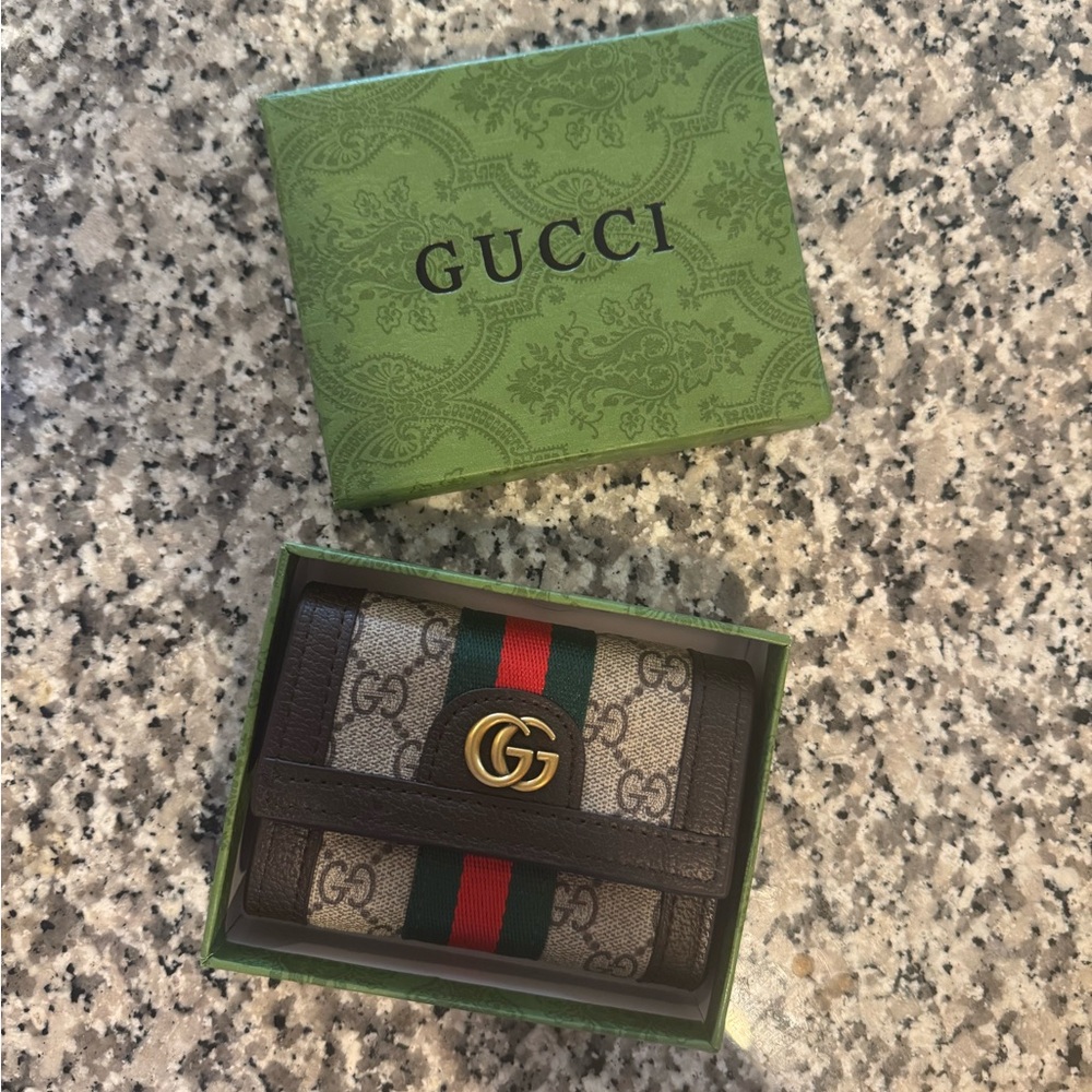 Gucci Brown with Green and Red strip GG Canvas Wallet